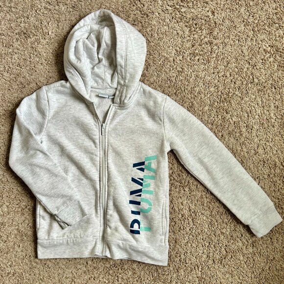 PUMA Girls' Gray Zip Up Hoodie I Size M - Picture 1 of 5